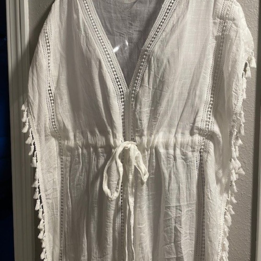 Cupshe White Lightweight Caftan Style Covering Sz S